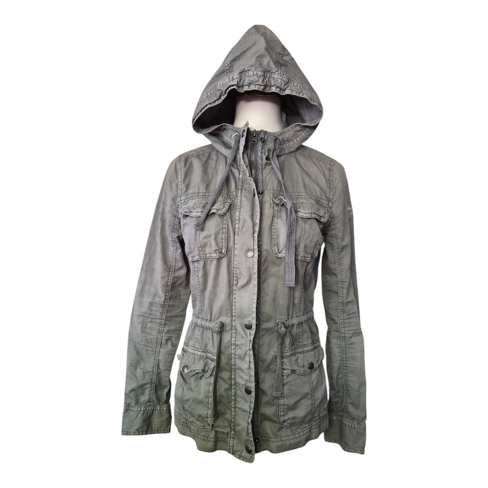 Abercrombie & Fitch Women's Utility Jacket XS Gray Hooded Cargo‎ Bella Swan